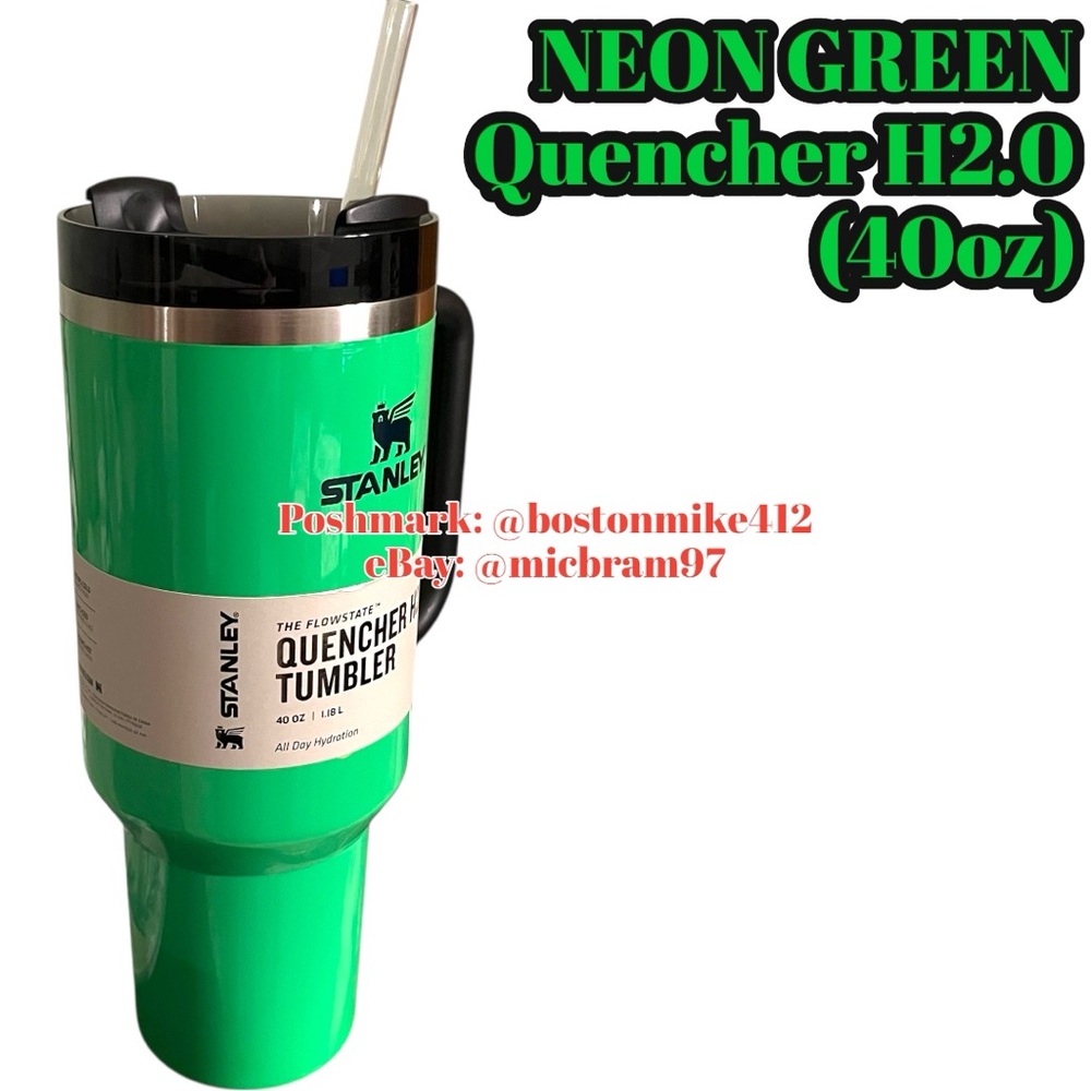 Stanley The Neon Quencher H2.O FlowState Tumbler - Neon Green 40oz Cup w/ Straw - Picture 5 of 10